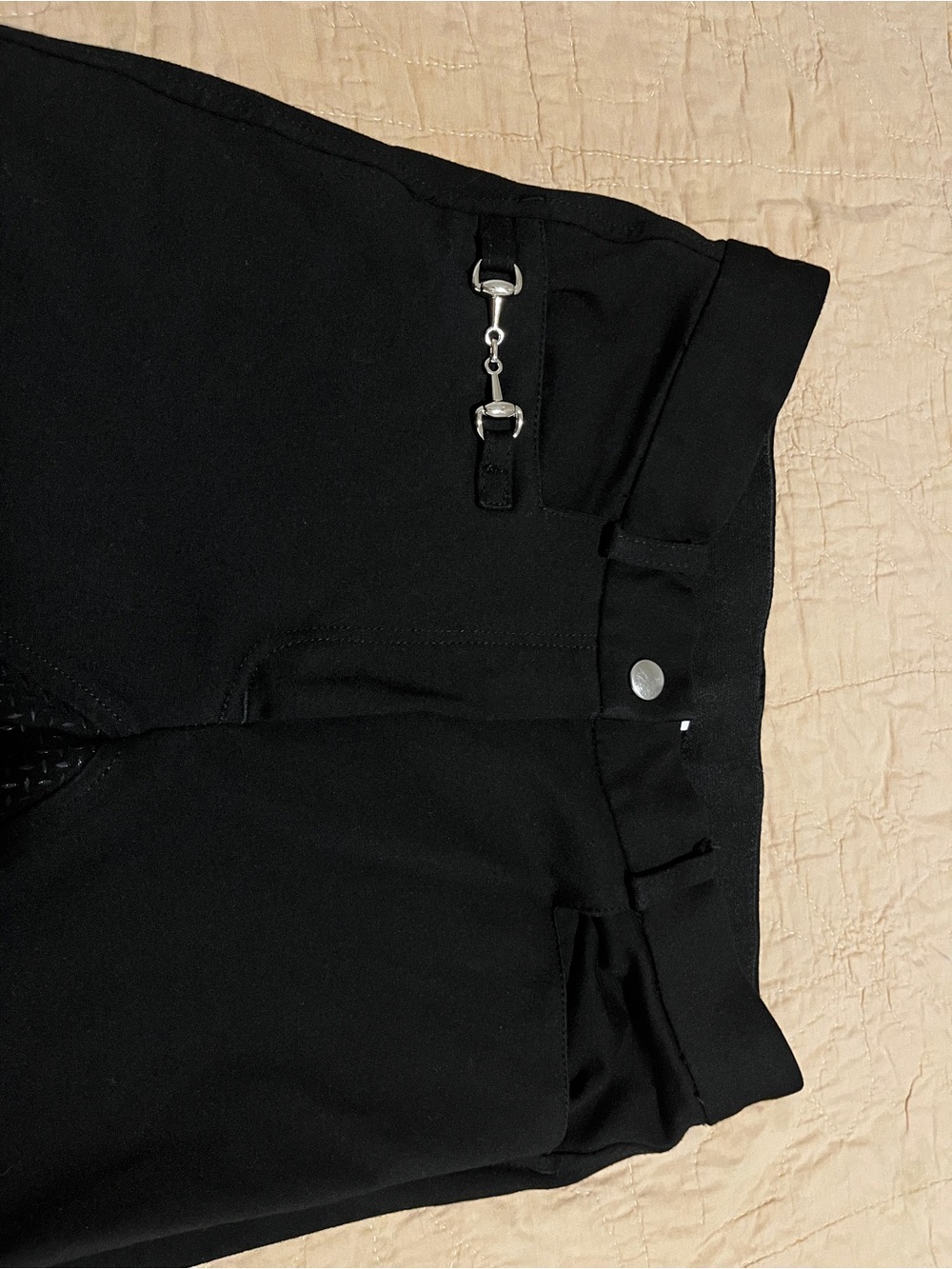 Kids' Black Equestrian-Inspired Riding Leggings